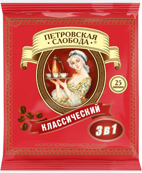 Кофе растворимый "Петровская Слобода" (25 шт.упак), Классический (25 пак/уп 40уп/кор)