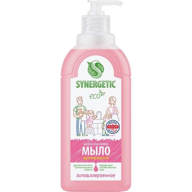 Жидкое мыло 500 мл SYNERGETIC для мытья рук и тела, биоразлагаемое, Аромамагия 