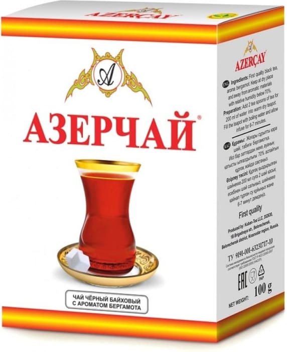Чай 100 гр "Азерчай", черный листовой, Бергамот Чай 100 гр "Азерчай", черный листовой, Бергамот