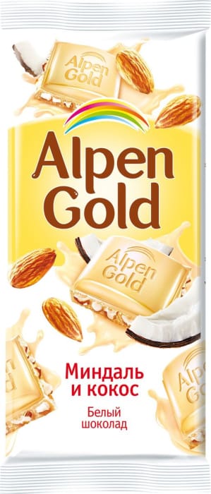 Шоколад "Alpen Gold" 85г, миндаль/кокос Шоколад "Alpen Gold" 85г, миндаль/кокос