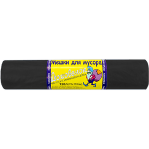 Мешки мусорные 120л/15,5мкм/70*110 см "ДОМОВЕНОК", в рулоне, ЧЕРНЫЕ (10 шт.рул) Мешки мусорные 120л/15,5мкм/70*110 см "ДОМОВЕНОК", в рулоне, ЧЕРНЫЕ (10 шт.рул)