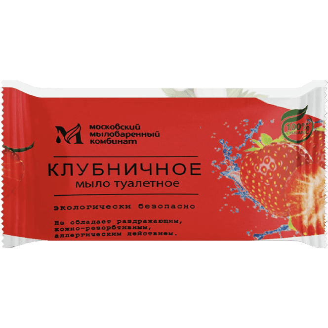 Мыло кусковое 100 гр туалетное "Клубничное" в цвет. оберт. флоупак марки Ординарное ММК Мыло кусковое 100 гр туалетное "Клубничное" в цвет. оберт. флоупак марки Ординарное ММК